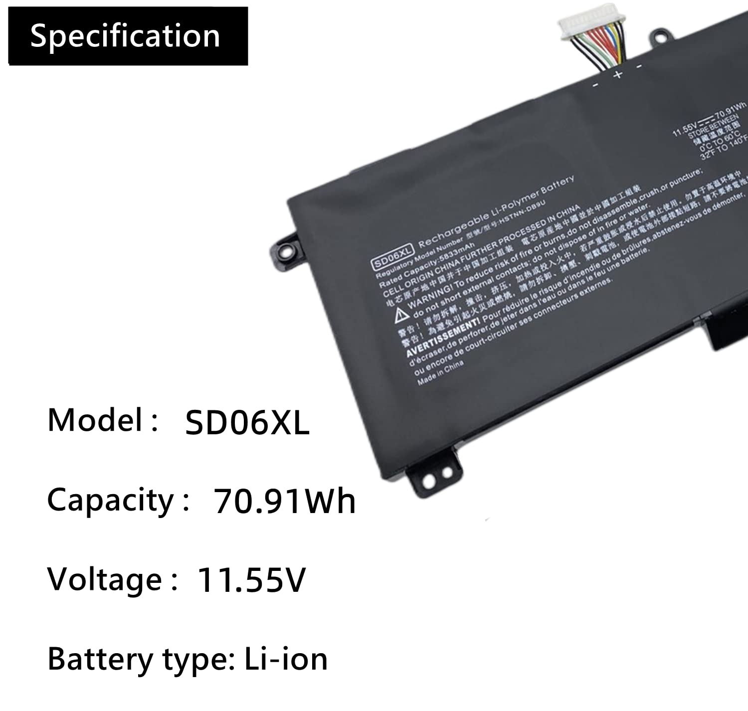 Amazon.com: 通用 HCSK SD06XL Laptop Battery Replacement for HP