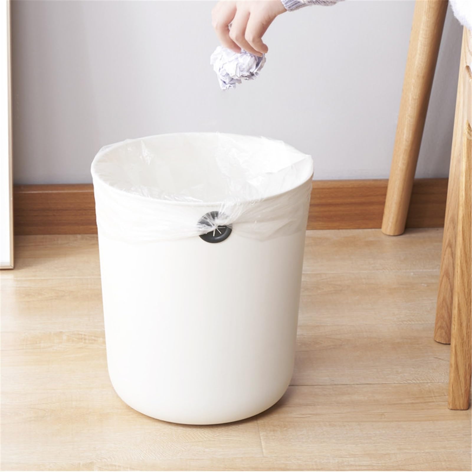 Bidone della spazzatura Soggiorno Pattumiera Casa Cucina Bagno WC(Bianco,Grande)