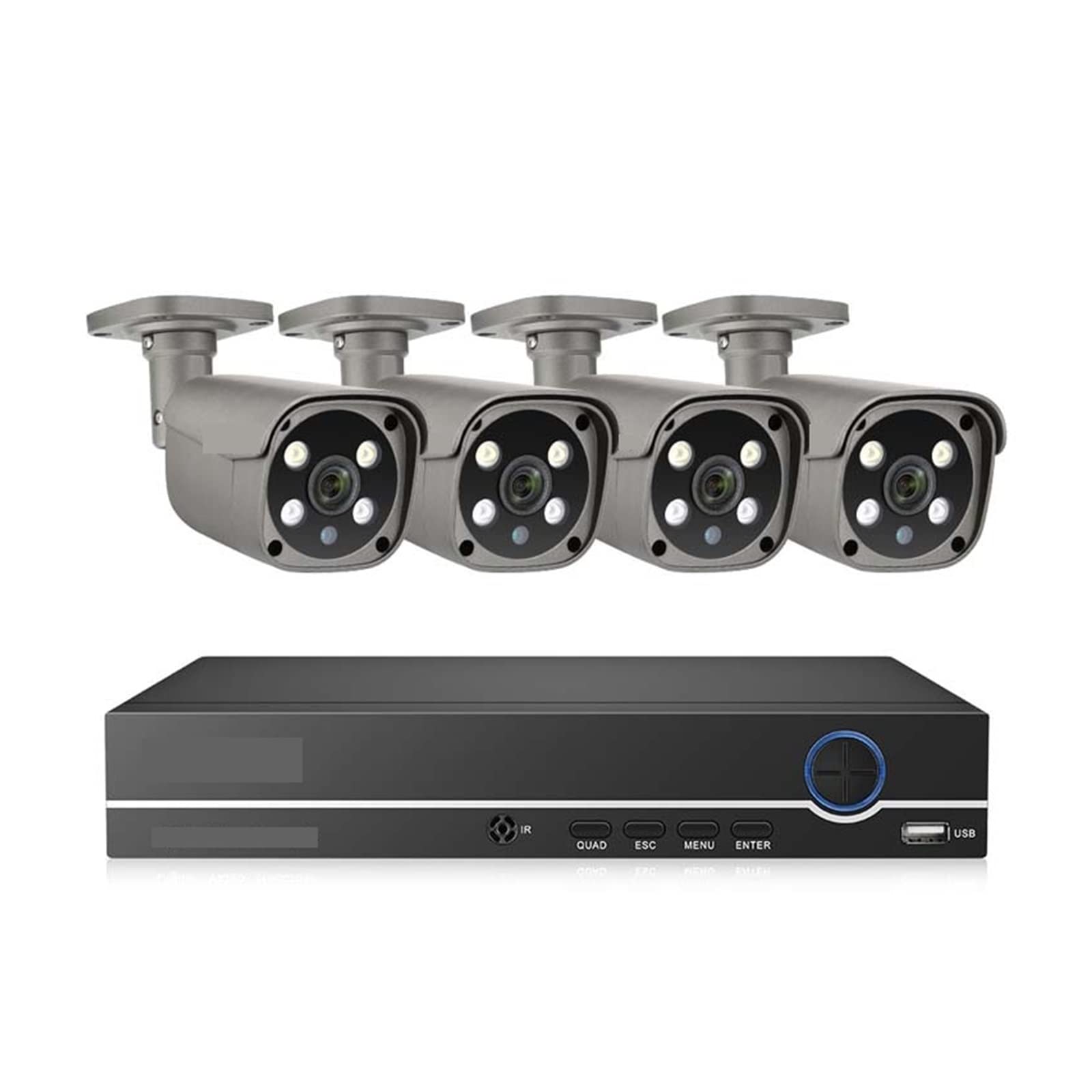 Sistema De Cámara PoE Smart Ai Visión Nocturna A Todo Color Detección Facial Video Kit De Vigilancia De Seguridad FáCil De Instalar(2T,8CH 4pcs Camera 5MP)