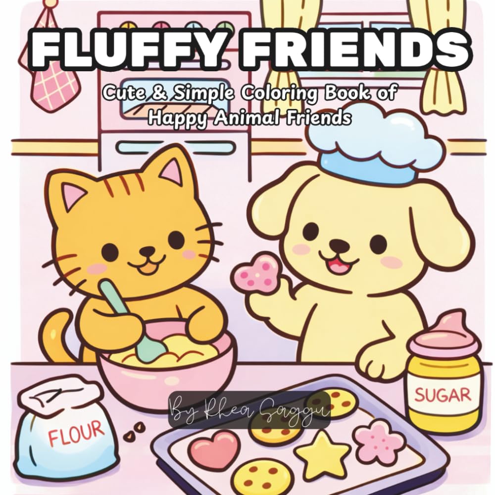 Fluffy Friends: Cute & Simple Coloring Book of Happy Animal Friends