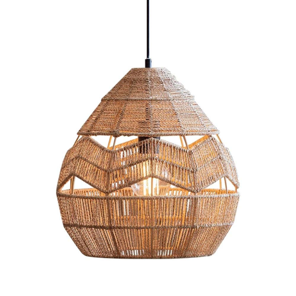 CHUNGYANG Handwoven Paper Rope Pendant Light Ceiling Hanging Light for Restaurant Entryway Boho Home Chandelier Light Fixture Dining Room Hanging Lighting Japanese-Style Home Tea Room Lamp Fixture