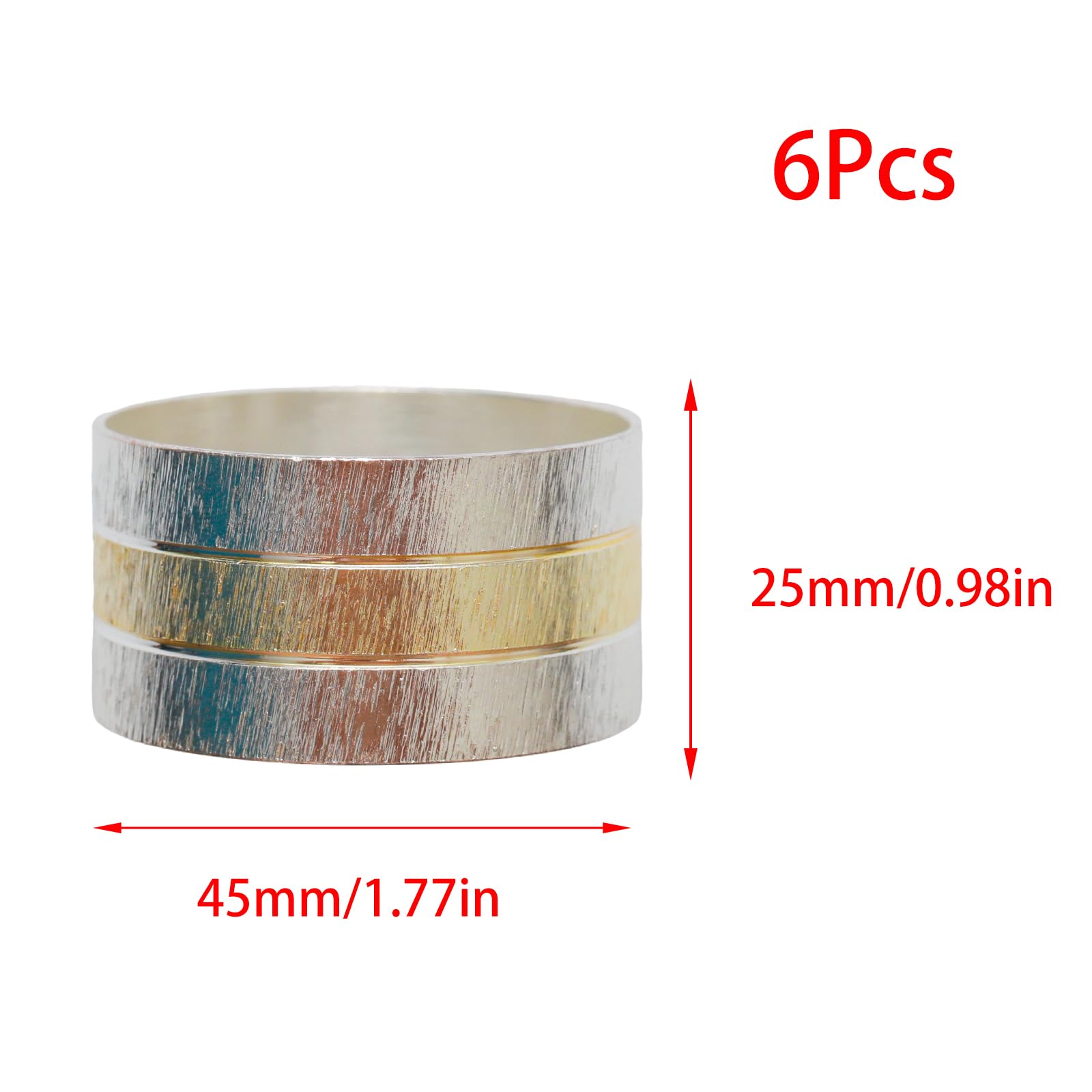 6 portatovaglioli, eleganti accessori decorativi per la tavola, adatti per decorazioni da tavola, feste, eventi speciali e regali (argento e oro)