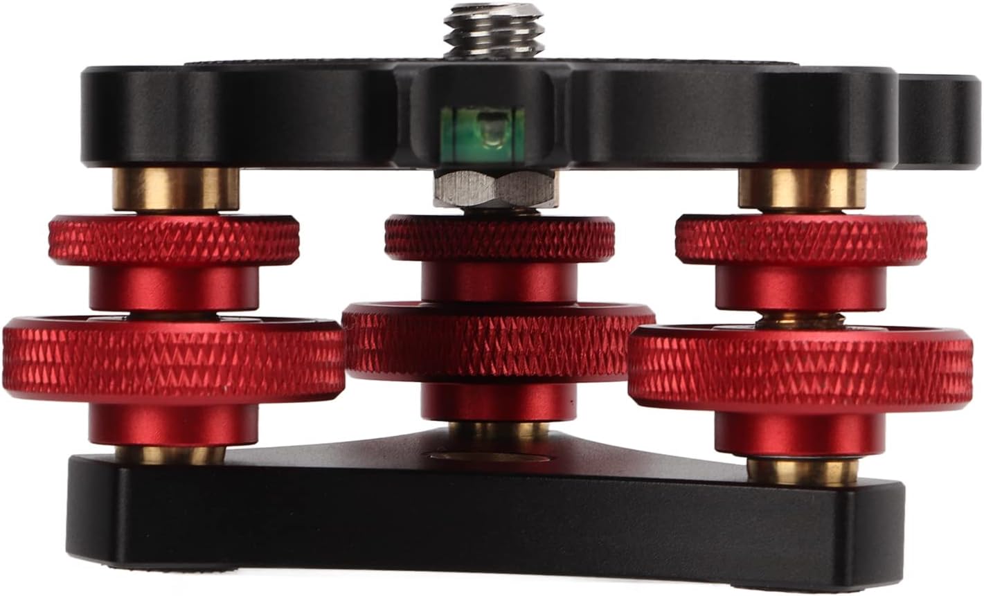 LP‑64 Camera Tripod Leveling Base, Black Triple Wheel Leveler Bubble Level Durable Aluminum Alloy Anodic Oxidation for Ball Head for SLR Camera