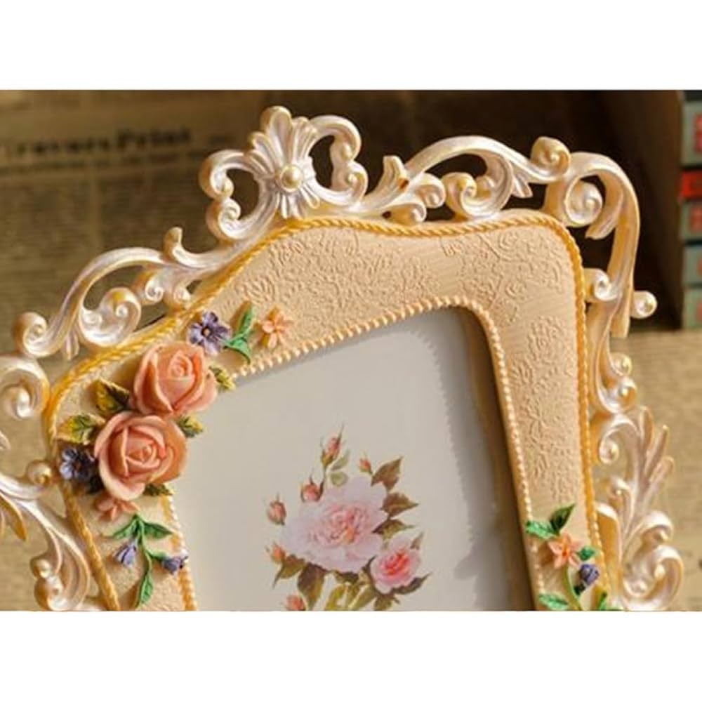 繊細な薔薇(バラ) ❤白(ホワイト) 石膏彫刻 フォトフレーム 写真立て 繊細な薔薇(バラ) ❤白(ホワイト) 石膏彫刻 フォトフレーム 写真立て