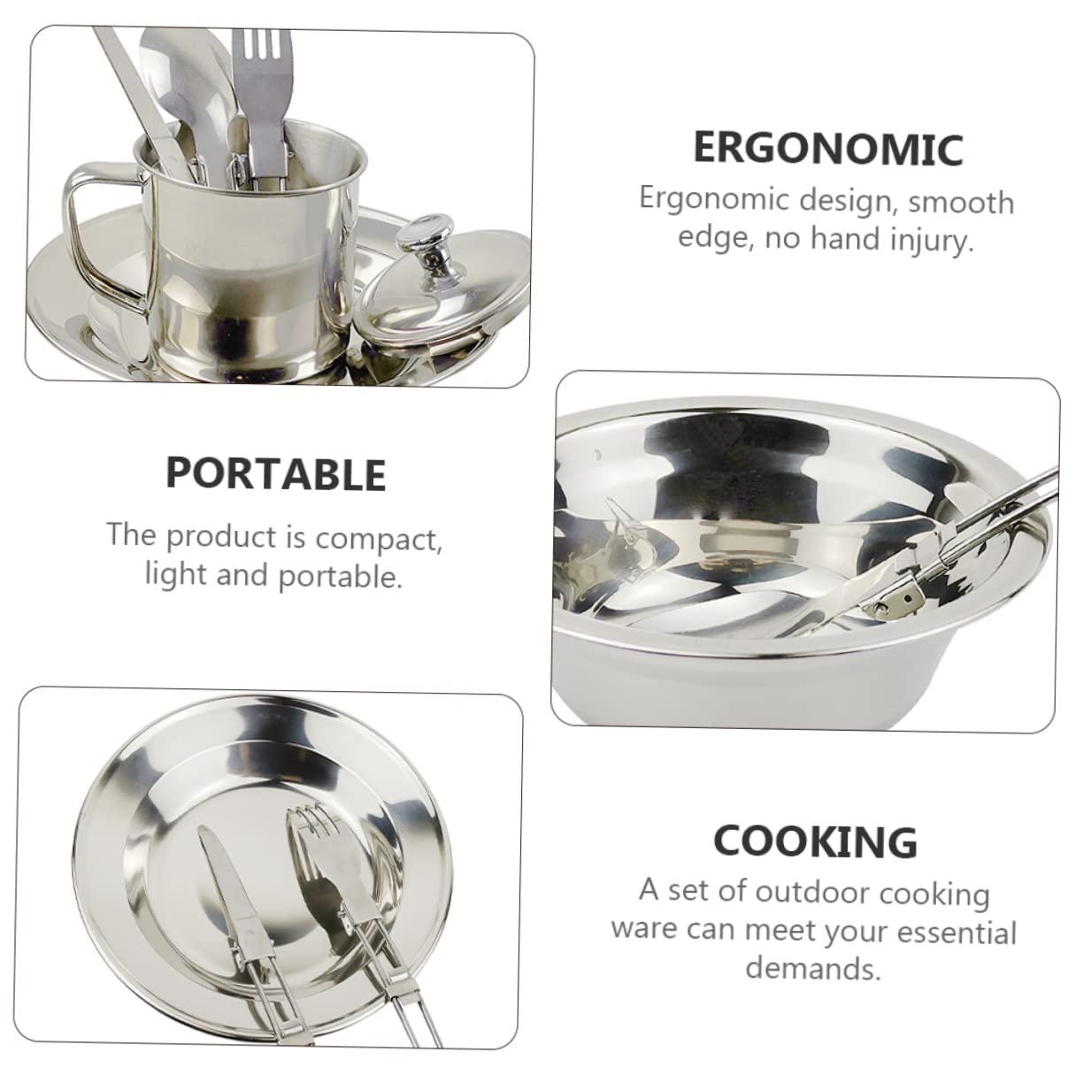 LIOOBO Camping Cookware Tote 1-2 Person Set Portable Outdoor Pot Kettle Utensils for Camping Hiking