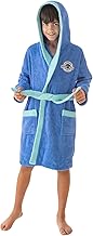 DHESTIA HOME - Children's and Youth Bathrobe 100% Cotton Hood and Pockets, Black Beard, 10-12 years