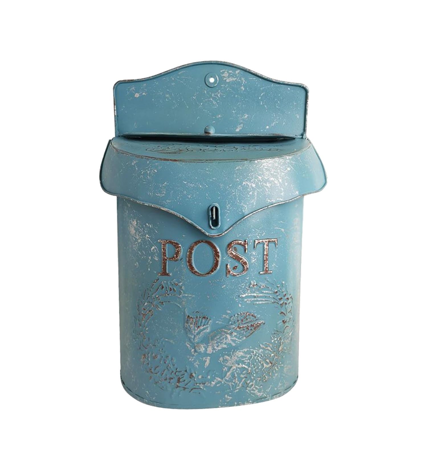 Wall Mounted Letterbox Wall Mount Mailbox Farmhouse Post Creative Newspaper Letter Box Waterproof Garden Decor Vintage Rural Pastoral Style(Blue)