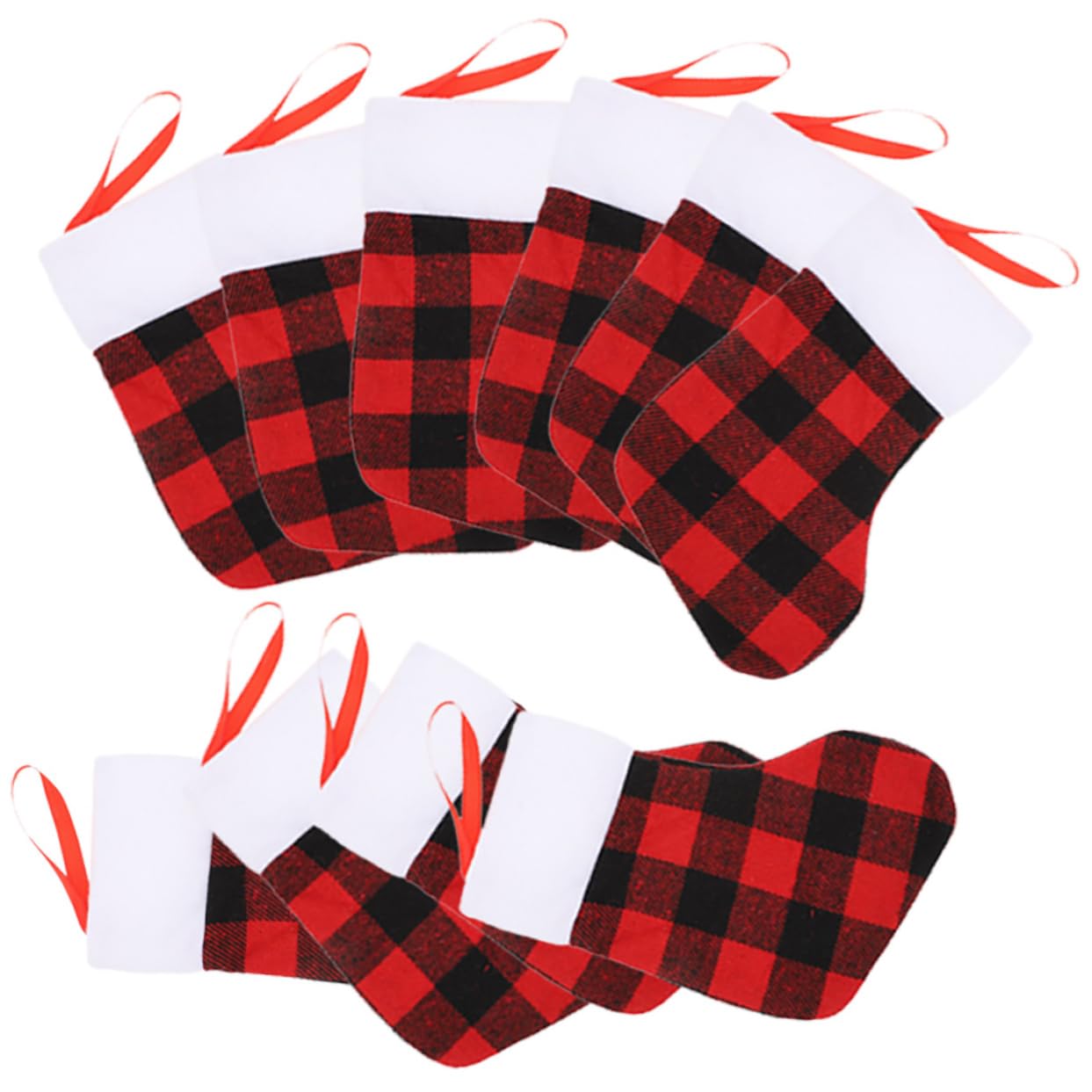Cabilock 4 Sätze Weihnachtsstrümpfe Aus Und Schwarzem Karostoff Dekorative Xmas Socken Für Kamin Und Weihnachtsbaum Für Festlichkeiten Und 10 Stück * 4