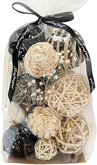 Qingbei Rina Black Decorative Balls for Bowls, Assorted Wicker Rattan Balls Decorative, Bowl Vase Filler Balls, Decorative Orbs Woven Spheres for Centerpiece, Wedding Table Home Decor