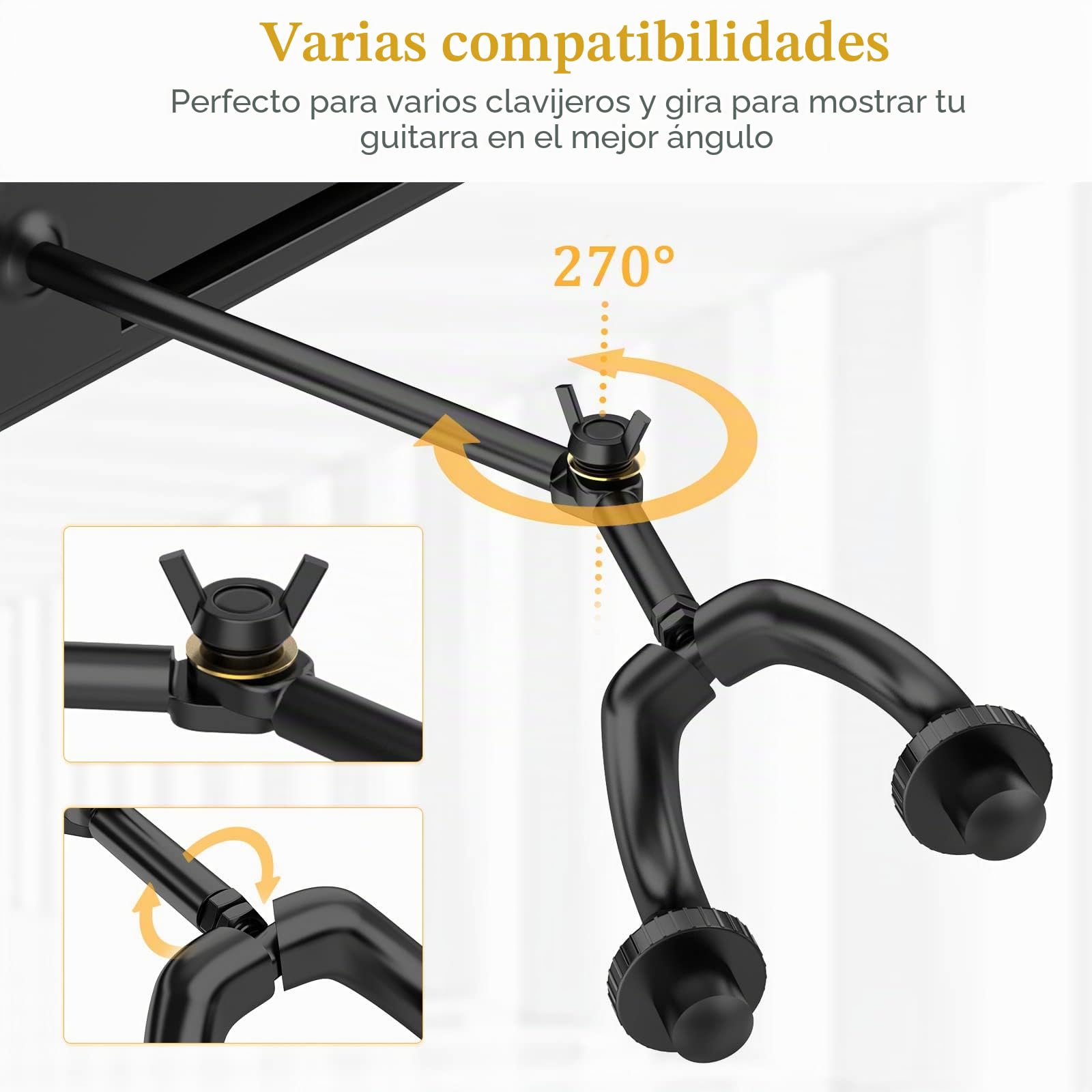 LEKATO Soporte de pared multiinstrumento: guitarra, bajo, banjo, mandolina, violín, colgador ajustable para violonchelo, paquete de 5