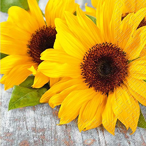 Schöne & Sommerliche Servietten - Sommermotiv: Sonnenblume - Sparpackung: 100 Stück - 33cmx33cm - Tischservietten/Sommerservietten/Dekoservietten Cover