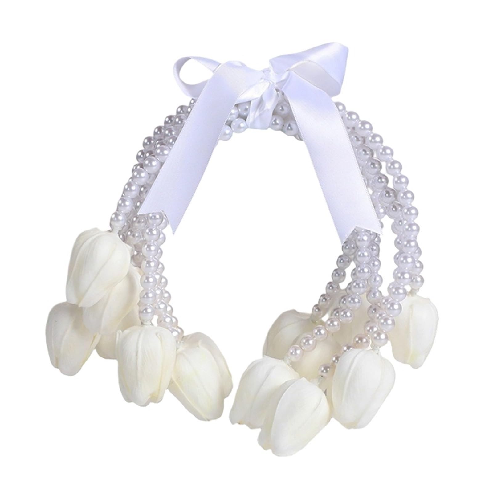 Gijmzy Brown2 Pearl Chain Waterfall Style Bridal Bouquet