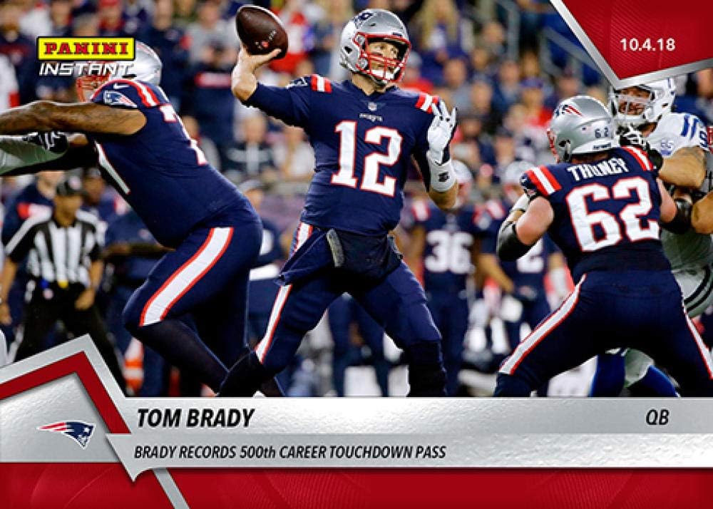 2018 Panini Instant NFL Football #52 Tom Brady New England Patriots Records 500th Career TD Pass Print Run 178