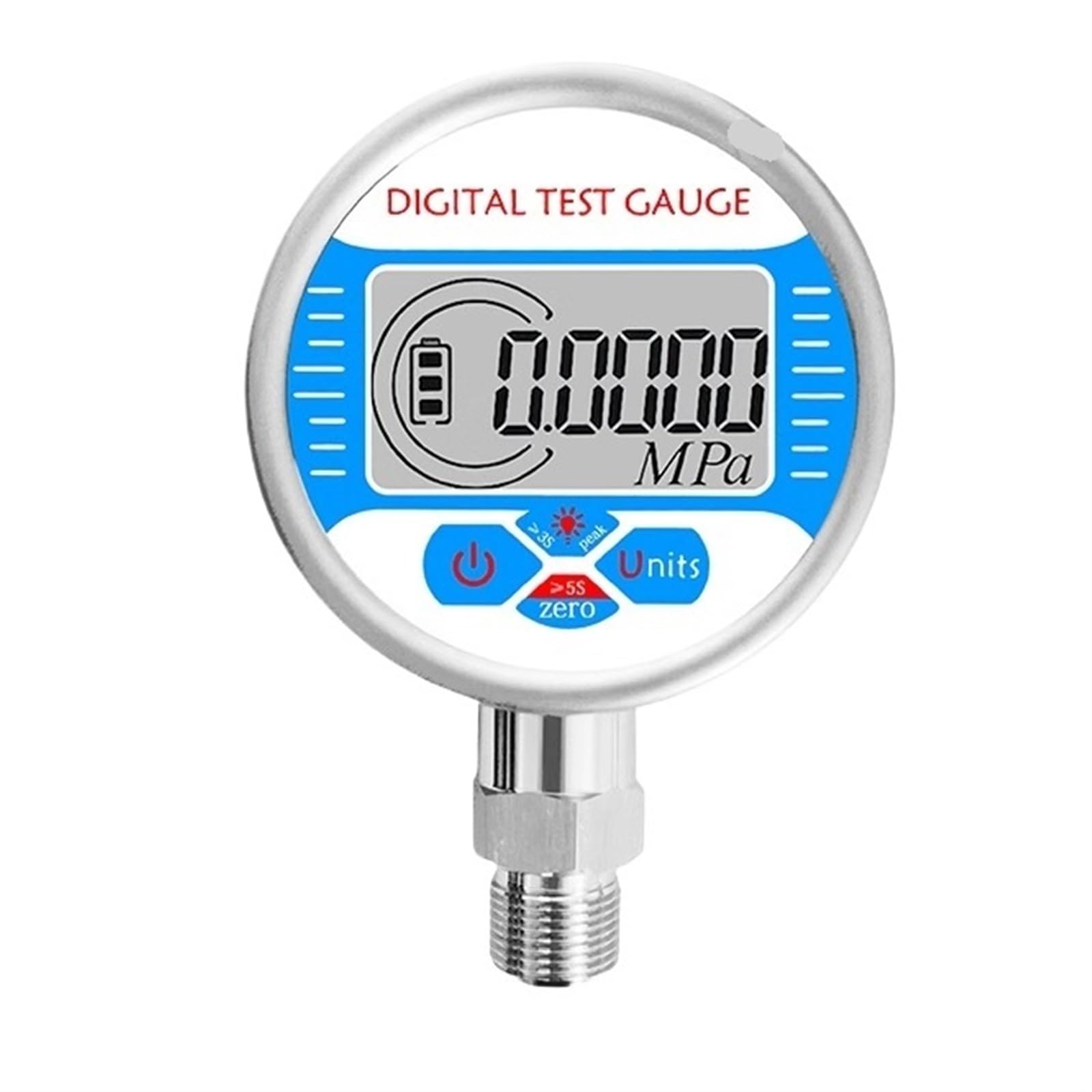 Manómetro Digital de presión de Aceite, medidor hidráulico de Prueba, 3 V, 250 bar/25 MPa, Rosca G1/2 para Gas, Agua, Combustible, líquido (80 mm Radial, 0-25 MPa)