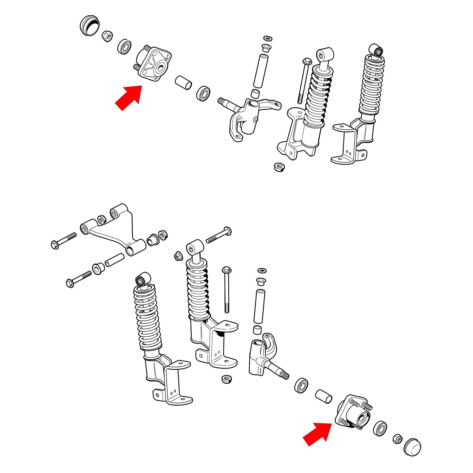 Nabenbaugruppe 609603 Aluminium-Ersatz für EZGO RXV Gas 2008 – Oben, Vorderradnabenlager mit OEM-Teilenummer 600001, direkter Ersatz-Nabenbaugruppe für Golfcart
