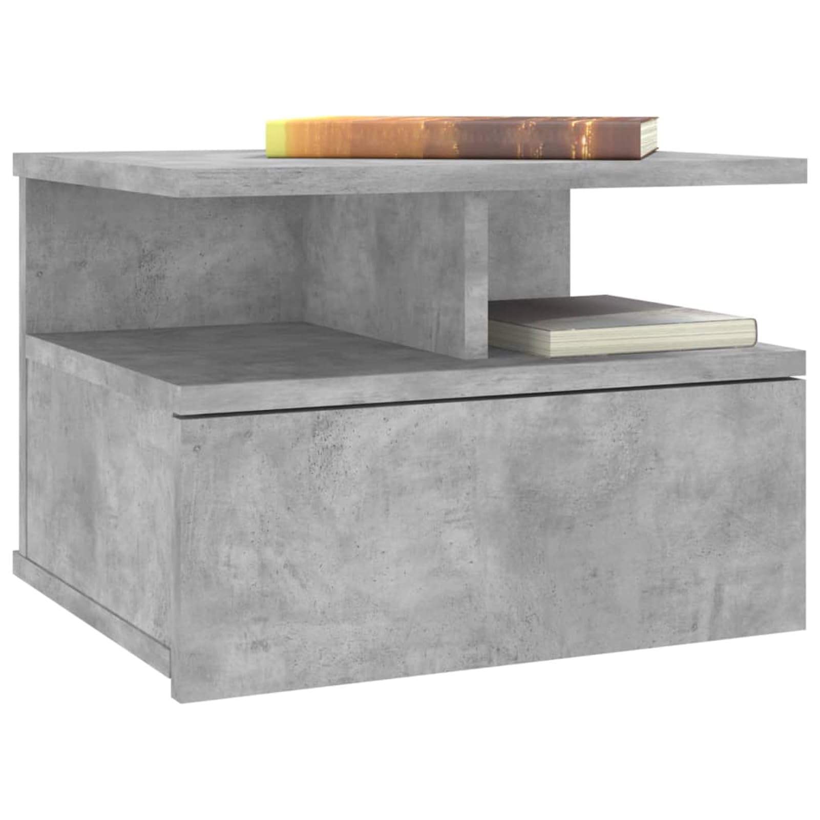 Comodini Pensili, Sospesi con Cassettiera e Scomparti Aperti 40x31x27 cm in Legno Multistrato, Comodino da Parete per Camera da Letto, Soggiorno e Piccoli Spazi