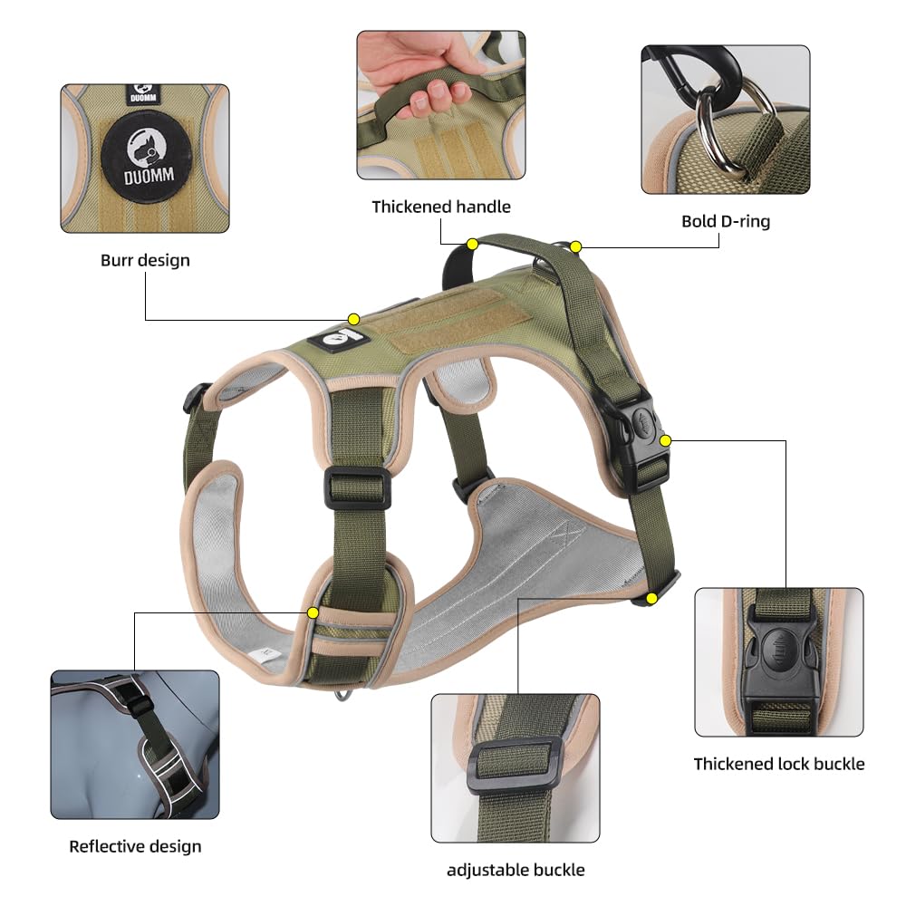 No Pull Dog Harness, Adjustable Reflective Vest with Front & Back Leash Clips, Secure Comfortable Fit for Medium & Large Dogs (Purple/Green) M - image 5