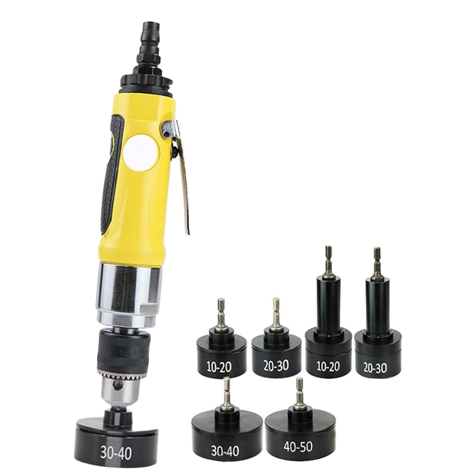 XNZJHPP Pneumatic Capping Machine with 6 Heads, Manual Screw Capper for 10-50mm Flat Plastic Caps, 3/8 Drill Chuck Compatible, Max Speed 2500 RPM, Efficient Capping Solution