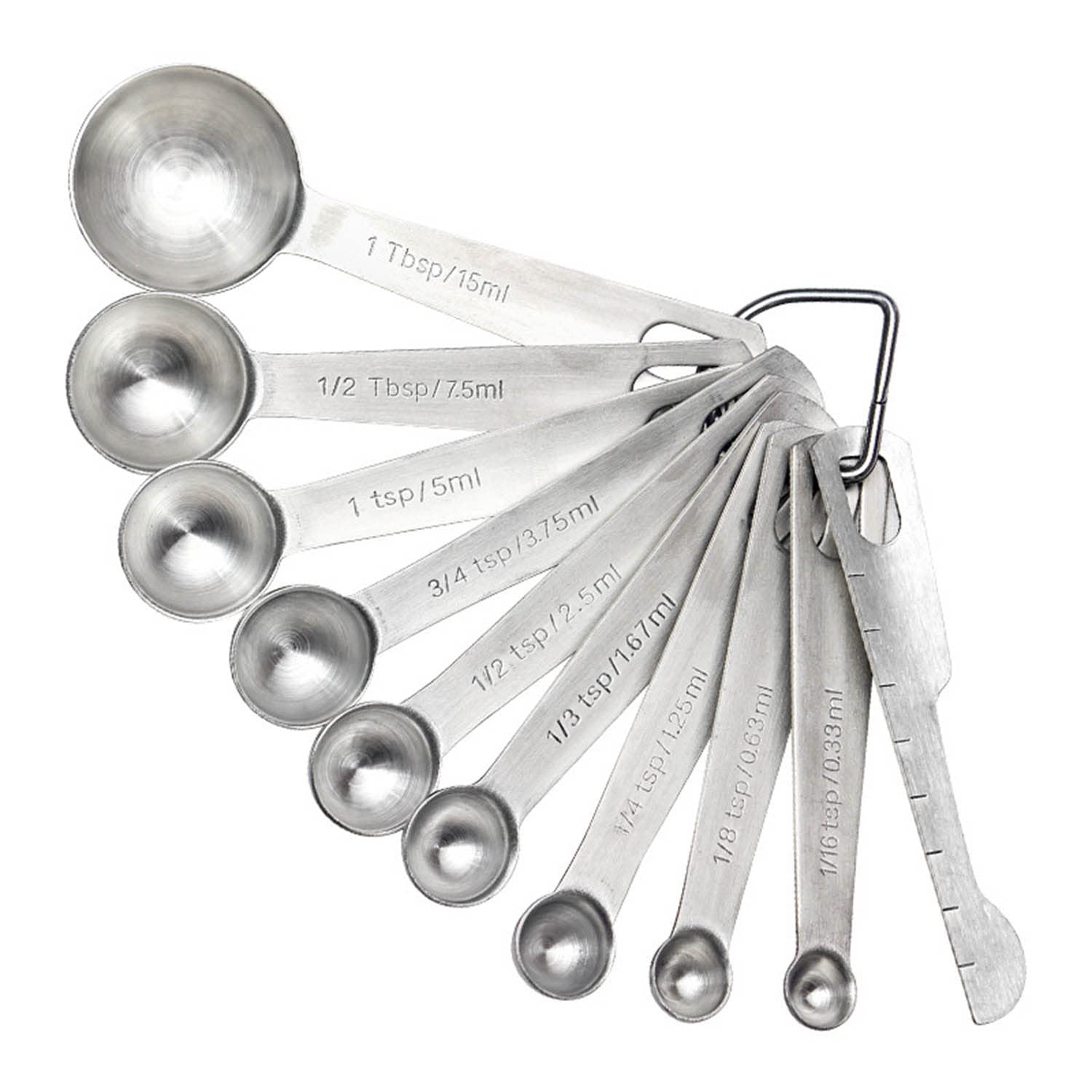 Cuillères à Mesurer en Acier Inoxydable 11 Pièces Empilables avec Niveleur Mini Fouet Cuillère à Café Cuillère à Soupe pour Ingrédients Secs et Liquides