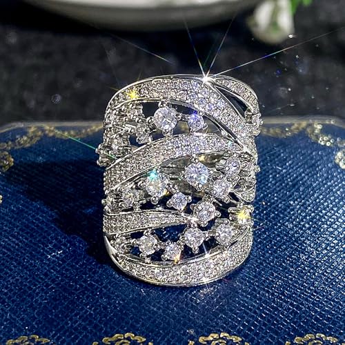Hyperbole Style Wide Ring Female Gorgeous Wedding Party Jewelry with Cubic Zirconia4