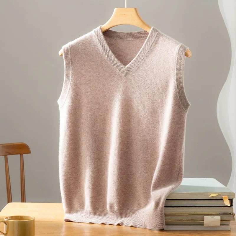 Men's Cashmere Knit V-Neck Sleeveless Vests Slim Fit Casual Knitted Pullovers Soft Sweaters2