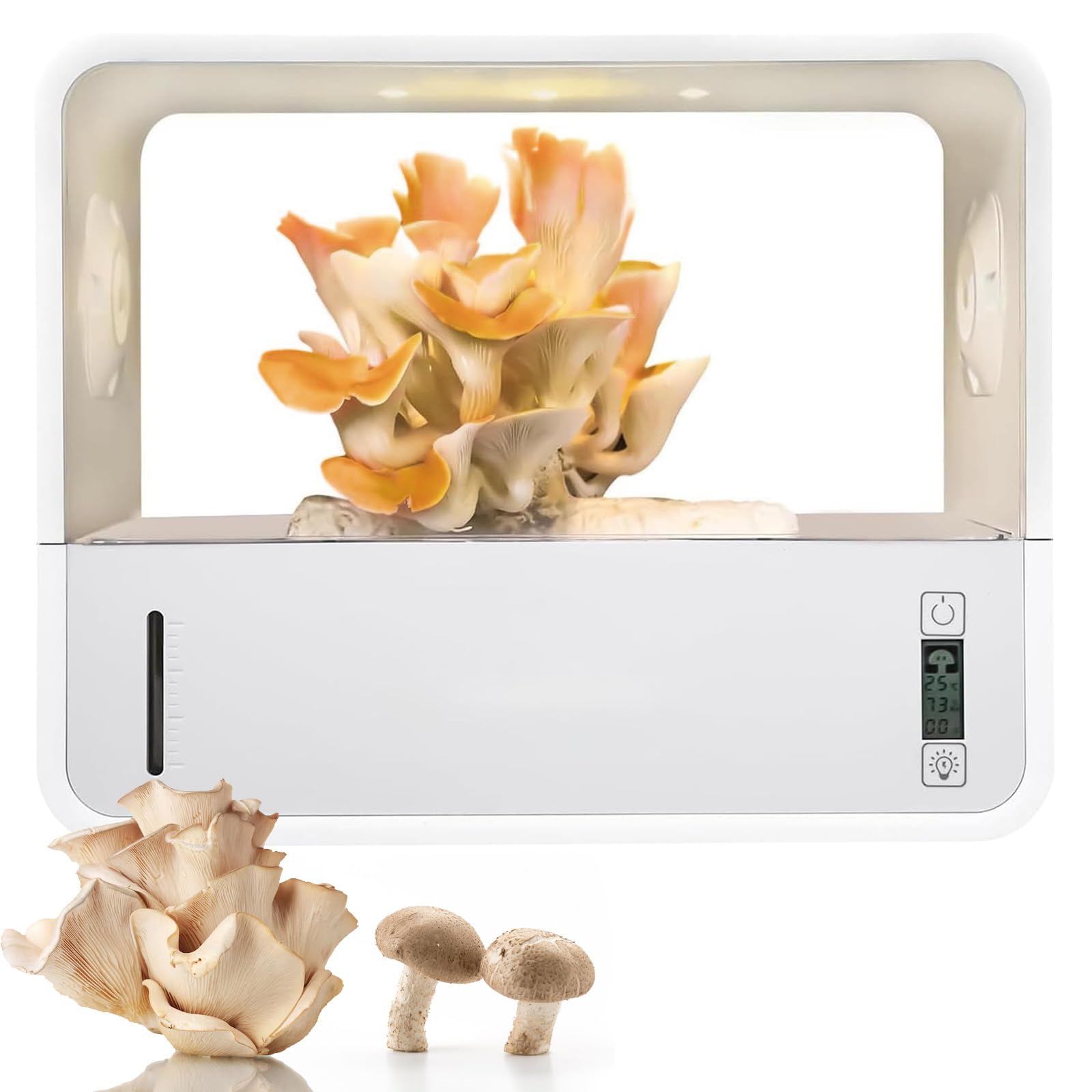 Caja de Cultivo de Setas con Sistema de Ventilación | Iluminación LED Automática & Control Táctil | Incluye Higrómetro y Termómetro | Caja ABS Transparente para Hidroponía