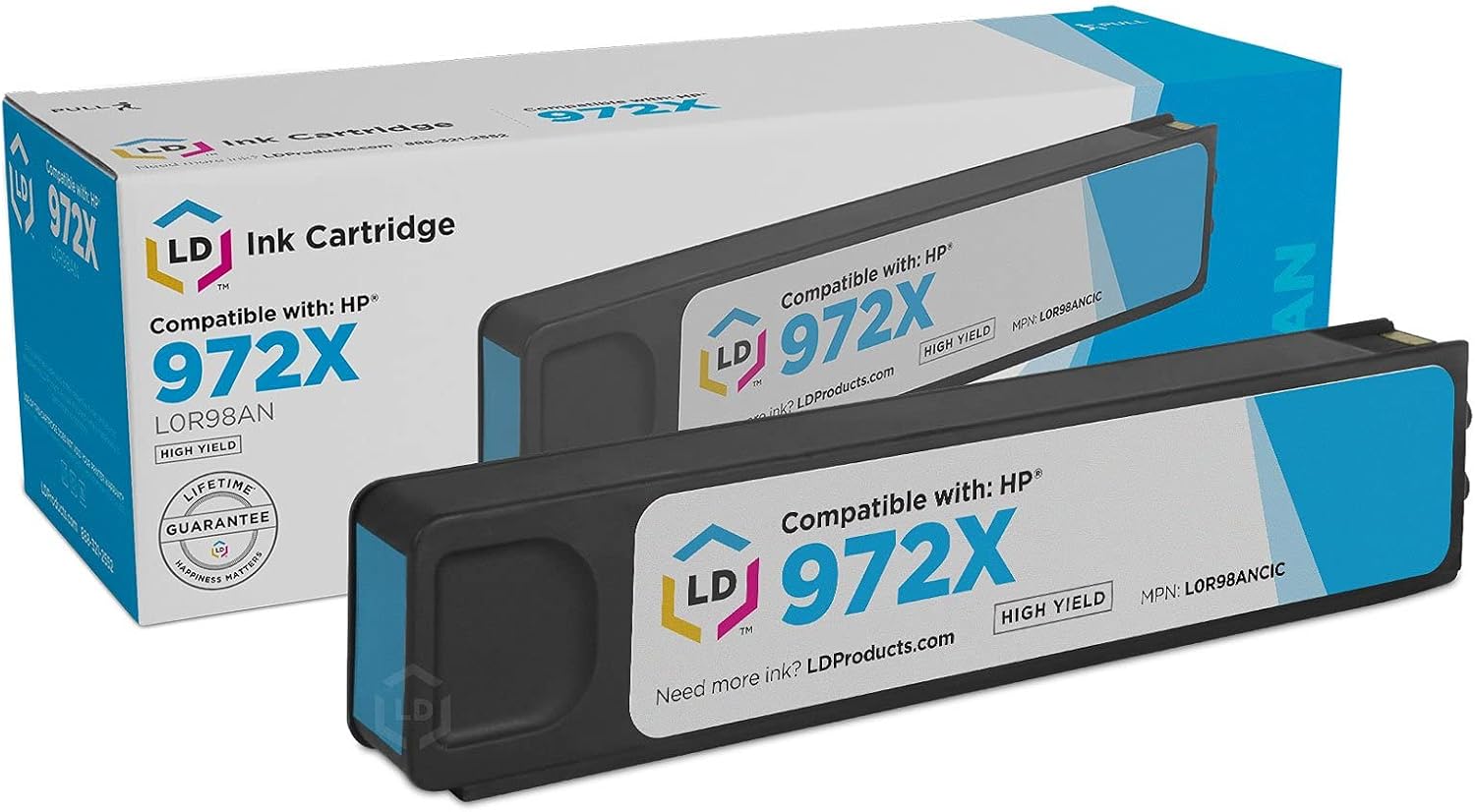 LD Products Ink Cartridge Replacements Compatible with HP 972X L0R98AN HY (1-Pack, Cyan) Compatible with Printers PageWide Pro MFP 477dw 577dw, 452dn, 477dn, and 477dw