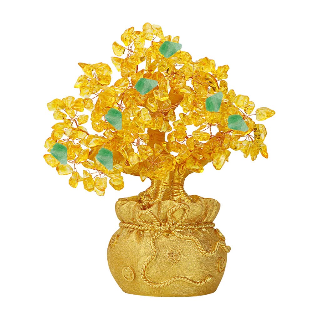 100% Natural Luminous Crystal Tree Money Tree Quartz Feng Shui Lucky Tree Home Tabletop Energy Healing Stone Artificial Tree for Wealth/Good Luck L
