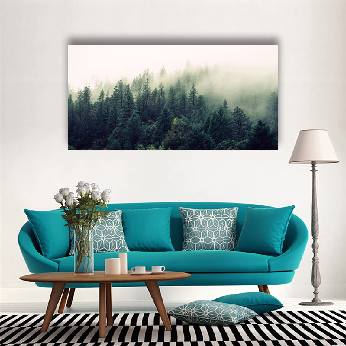Baum Des Lebens Wandkunst – Leinwanddruck 61 X 121 Cm, Grüner Wald, Mit Holzrahmen