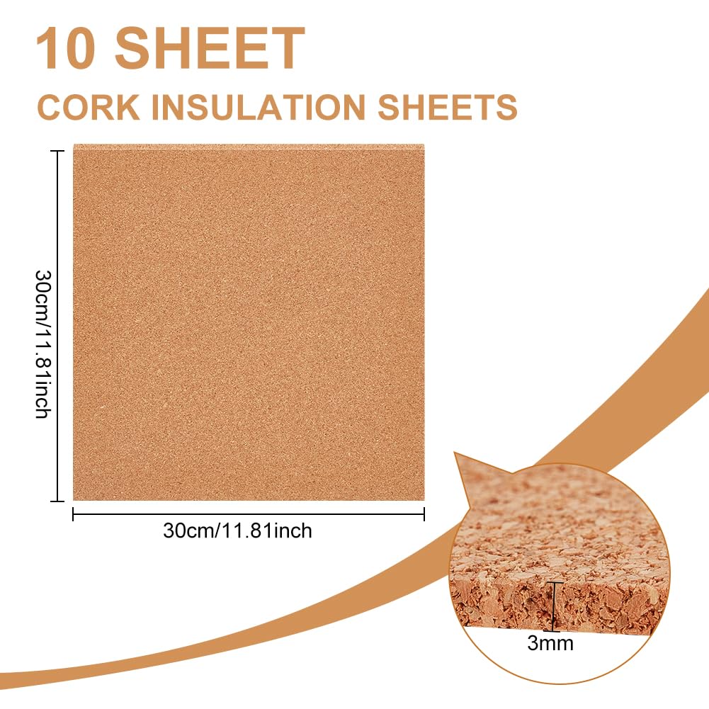 BENECREAT 8 Confezione Da 30x30 cm Lavagna In Sughero Spessore 3 mm Piastrelle Quadrate In Sughero Sottobicchiere In Fogli di Sughero Piastrelle per Bacheche, Decorazione Murale, Diy Artigianato