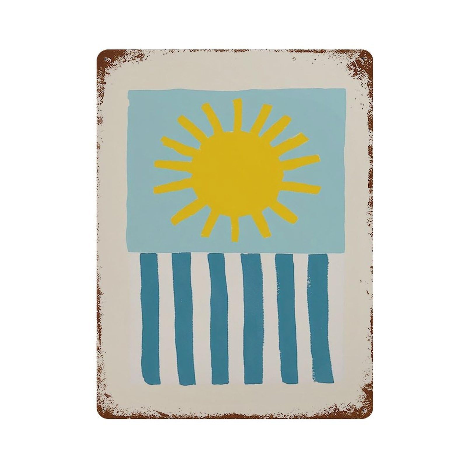xiaoxiaoshen Sun And Sea Minimal Coastal Modern Summer Beach Wall Decor Art Metal Tin Poster Modern Home Decor Art Home Bar Shop Decorations Vintage Sign 40x30cm