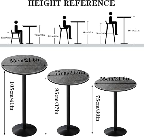 Miniatura 3 de Mesa redonda de pub de cóctel, mesa alta de piedra sinterizada, patas modernas de metal de hierro, mesa de comedor de altura de barra, cocina,
