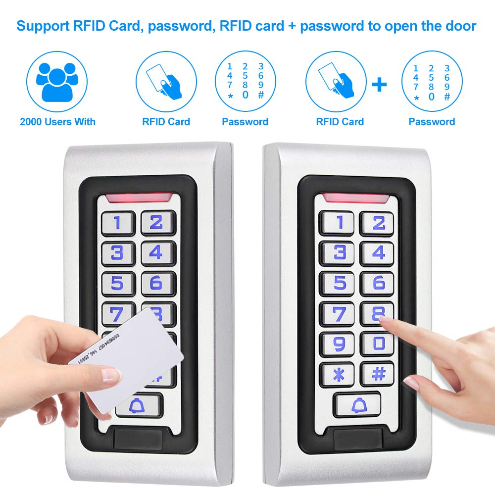 Tastiera di Controllo Accessi WG26 Autonoma con Custodia in Metallo Impermeabile IP68 per Esterni con Scheda RFID da 10 pezzi 125khz