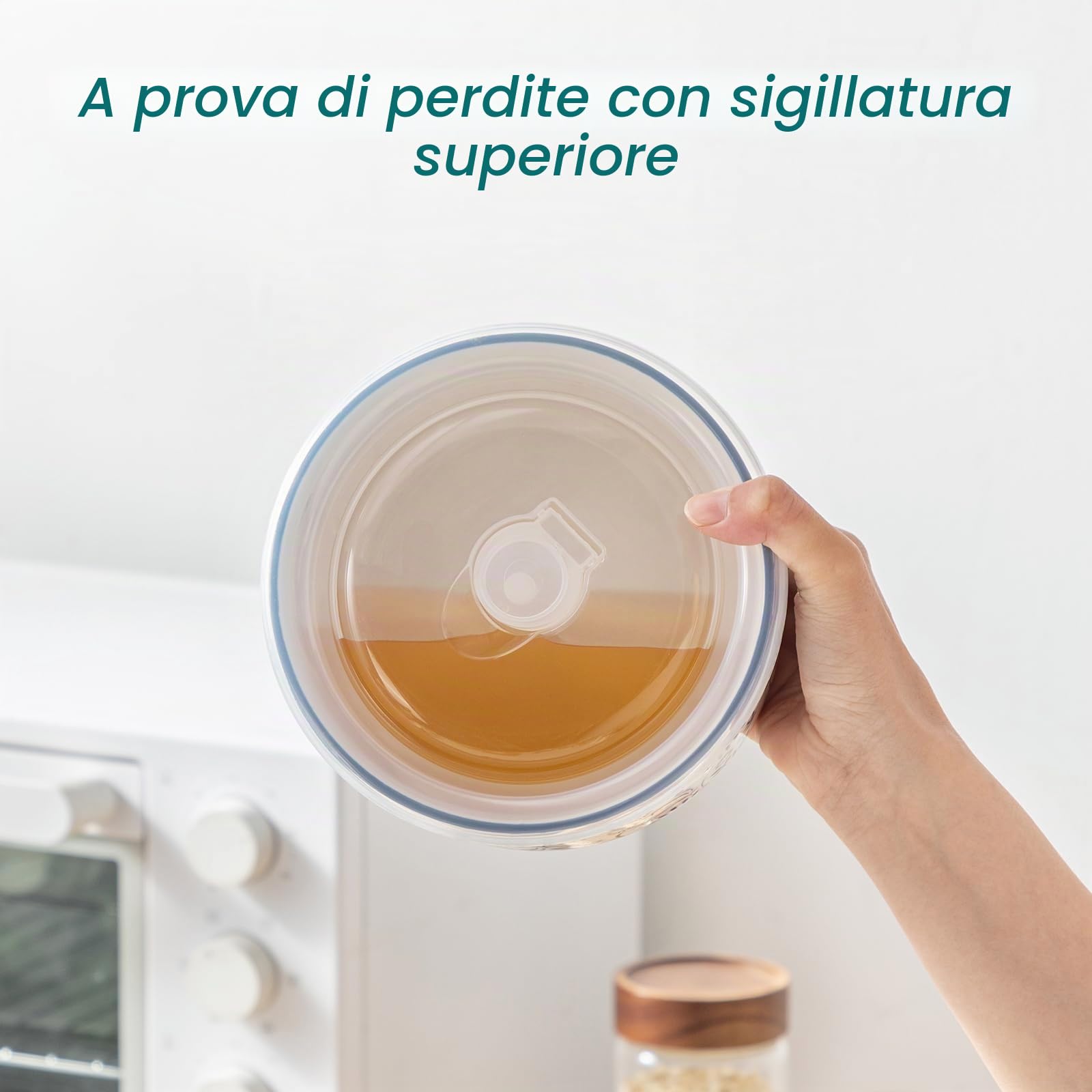 vancasso SELENE - Set di 4 Contenitori per Alimenti, Lunch Box in Ceramica, Contenitori per la Cucina, Ideali per Cereali, Insalate, Ramen, Utilizzabili in Microonde e Congelatore - Bianco e Blu