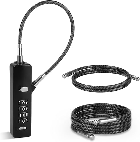 Candado de cable versátil, cerradura de combinación de 4 dígitos con 3 cuerdas trenzadas de acero intercambiables (9 pulgadas23.6 pulgadas47.2