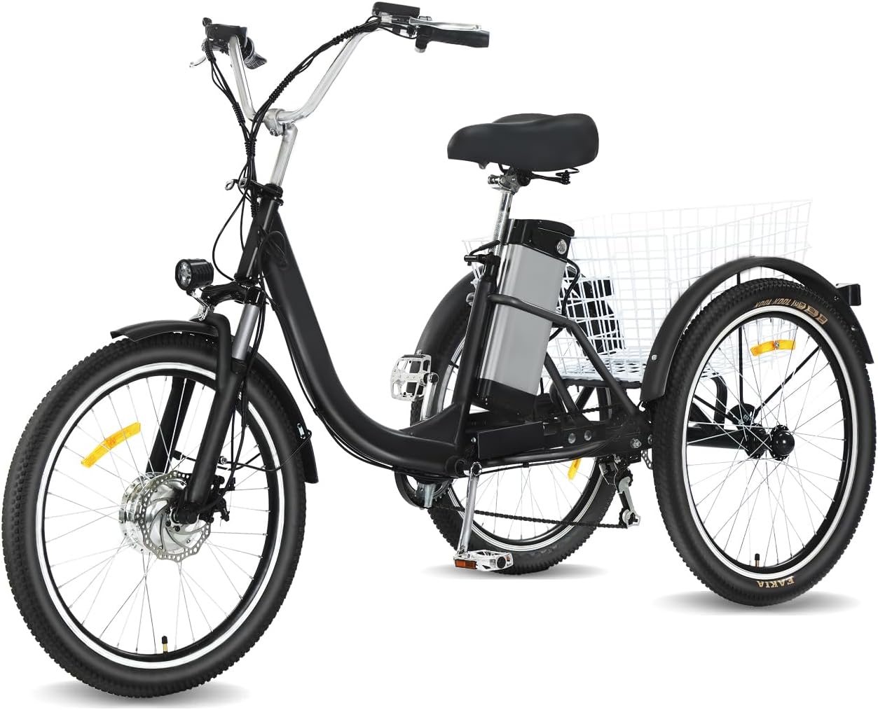 Adult Electric Tricycle Electric Bicycle High Carbon Steel Three Wheel Electric Tricycle 500W Powerful Motor Large Capacity Basket 85% Need to Install Yourself 20 Inch Wheels