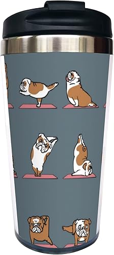 Ideas English Bulldog - Taza de café de viaje para amantes de las mascotas, regalo para hermana amiga, cumpleaños, 13 onzas con tapa abatible,