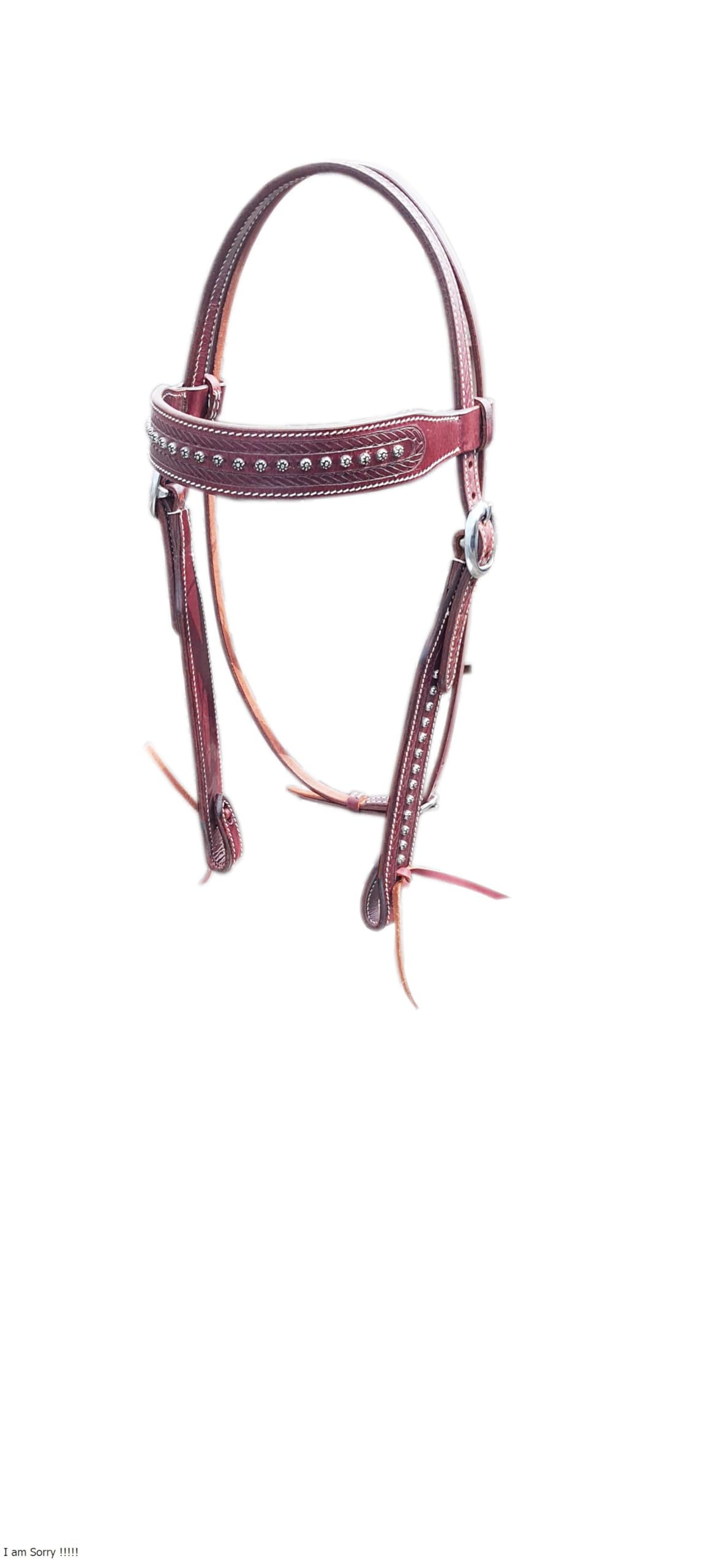 Leder Halfter für Pferd Stirnband Western Rohleder Knoten mit Doppelbesatz braun