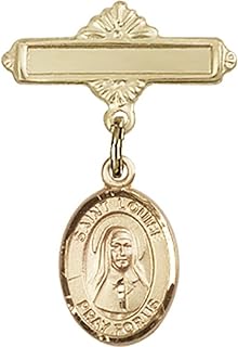 14kt Yellow Gold Baby Badge with St. Louise de Marillac Charm and Polished Badge Pin 1 X 5/8 inches