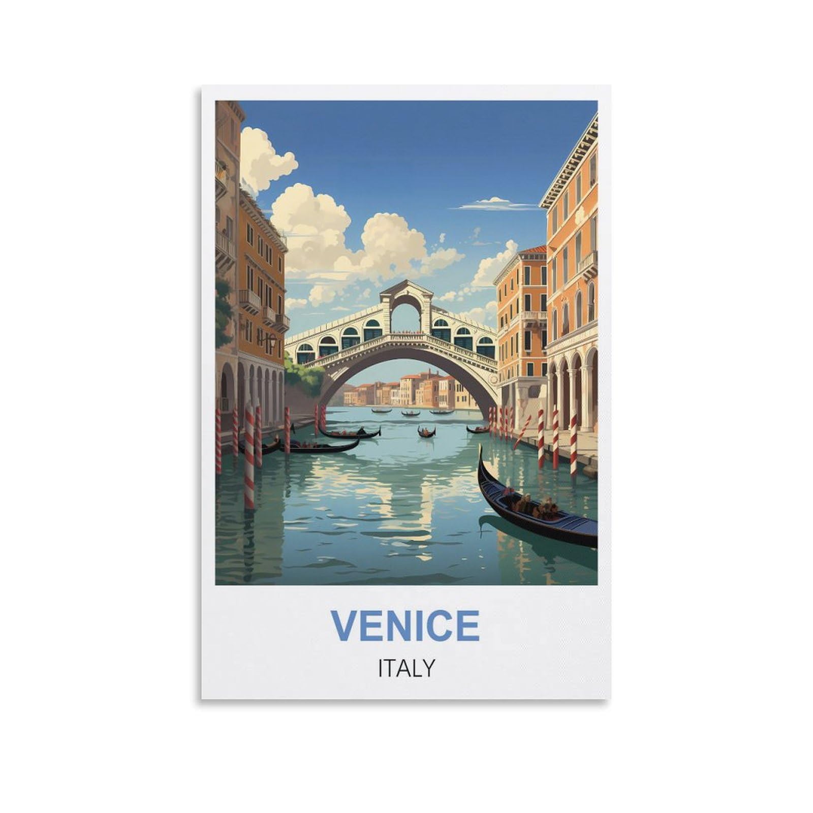 WGMDOEE Venice Italy Vintage Travel Poster 16x24inch(40x60cm) Canvas Poster Living Room Wall Art Home Decor