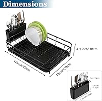 Vista 5 de LKKL Escurridor de platos, compacto para encimera de cocina, escurridor de platos para encimera de cocina, escurridor de platos de acero inoxidable