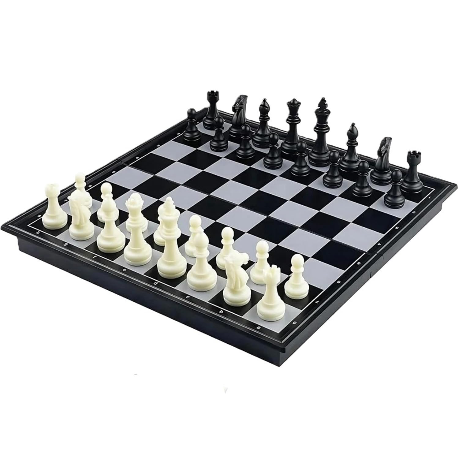 INOVERA (LABEL) Chess Board Game with Magnetic Pawns - Foldable Travel Friendly Games for Kids, Adults (Black and White)