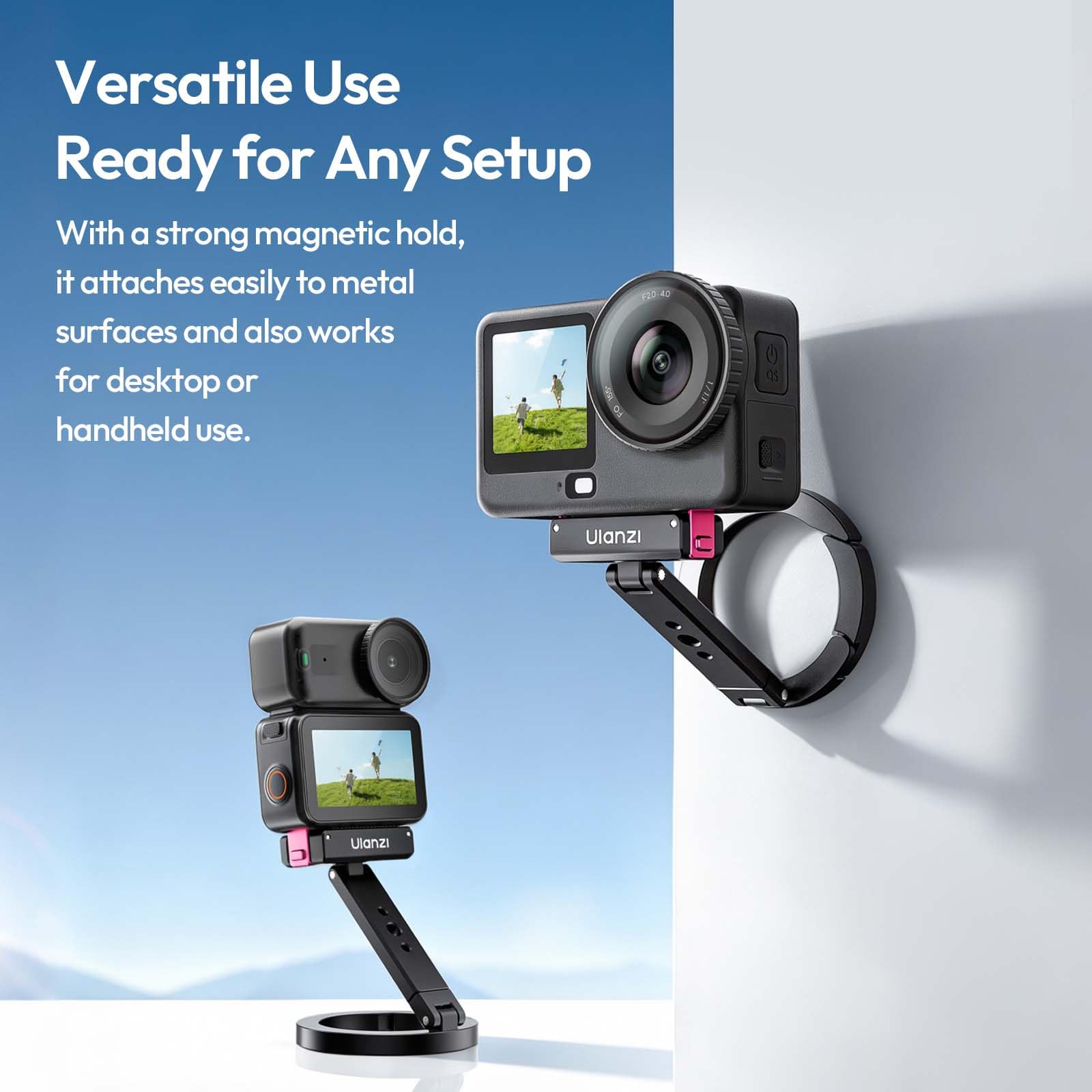 ULANZI MA04 Magnetische Schnellwechsel-Halterung für DJI Osmo Action 3 4 5 – Multiachsig Verstellbarer Aluminium-Halter