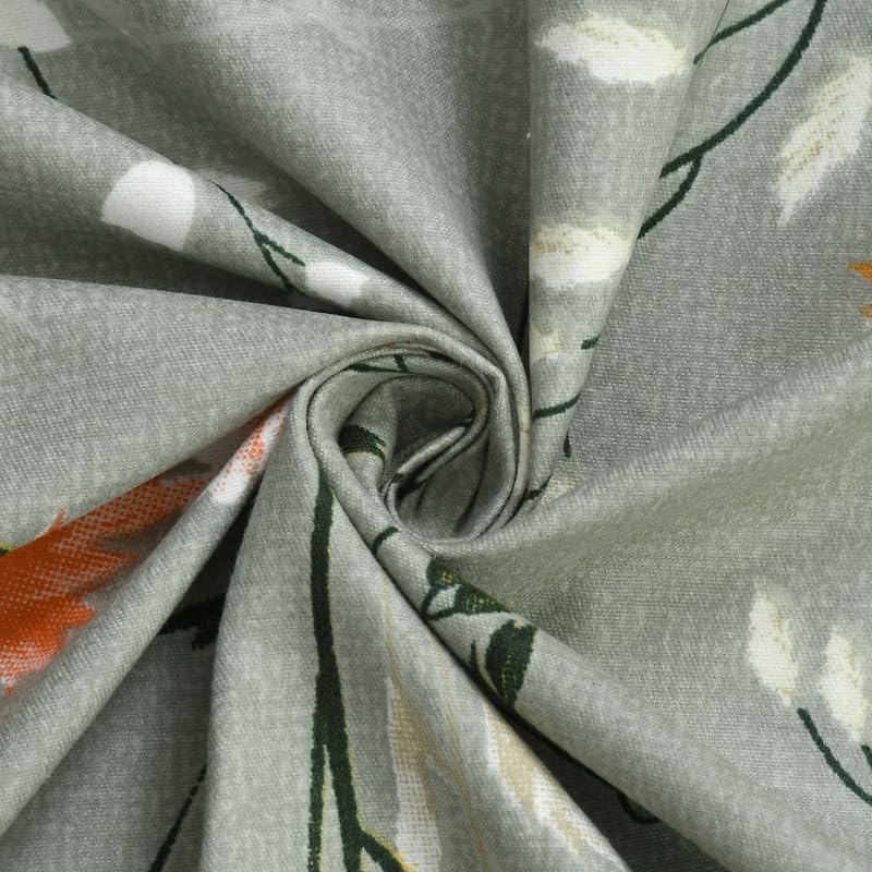 Image of NEW LEAF Cotton Fitted King Size Bedsheets with 2 Pillow Covers | Elastic Fitted | Wrinklefree | Ultrasoft |Winter Bedsheet 220 tc tc Floral | 710x72+10 Inches, Grey Rust
