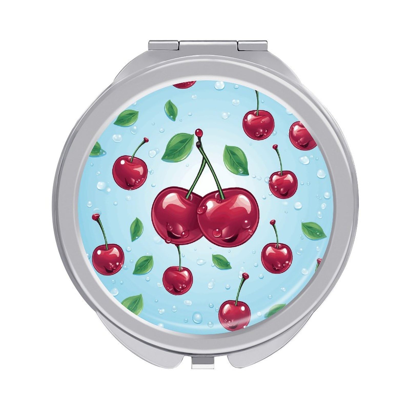 JTREHY Cherry Makeup Mirror Portable Folding Mirror Compact Travel Mirrors 2-Sided Round Pocket Mirrors Cute Handheld Beauty Mirror for Handbag Purse for Women Gift