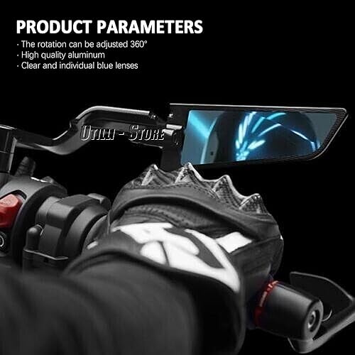 Miniatura 6 de Espejos de motocicleta compatibles con YAMAHA MT-07 MT-09/SP Espejo retrovisor estilo aleta de aluminio ajustable de aluminio retrovisor espejo