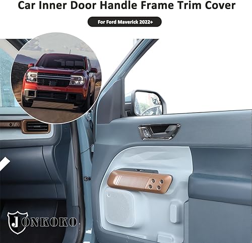 Miniatura 4 de JONKOKO Cubierta de marco de manija de puerta interior de automóvil ABS para Ford Maverick 2022-2024 manija de puerta de automóvil, cubierta