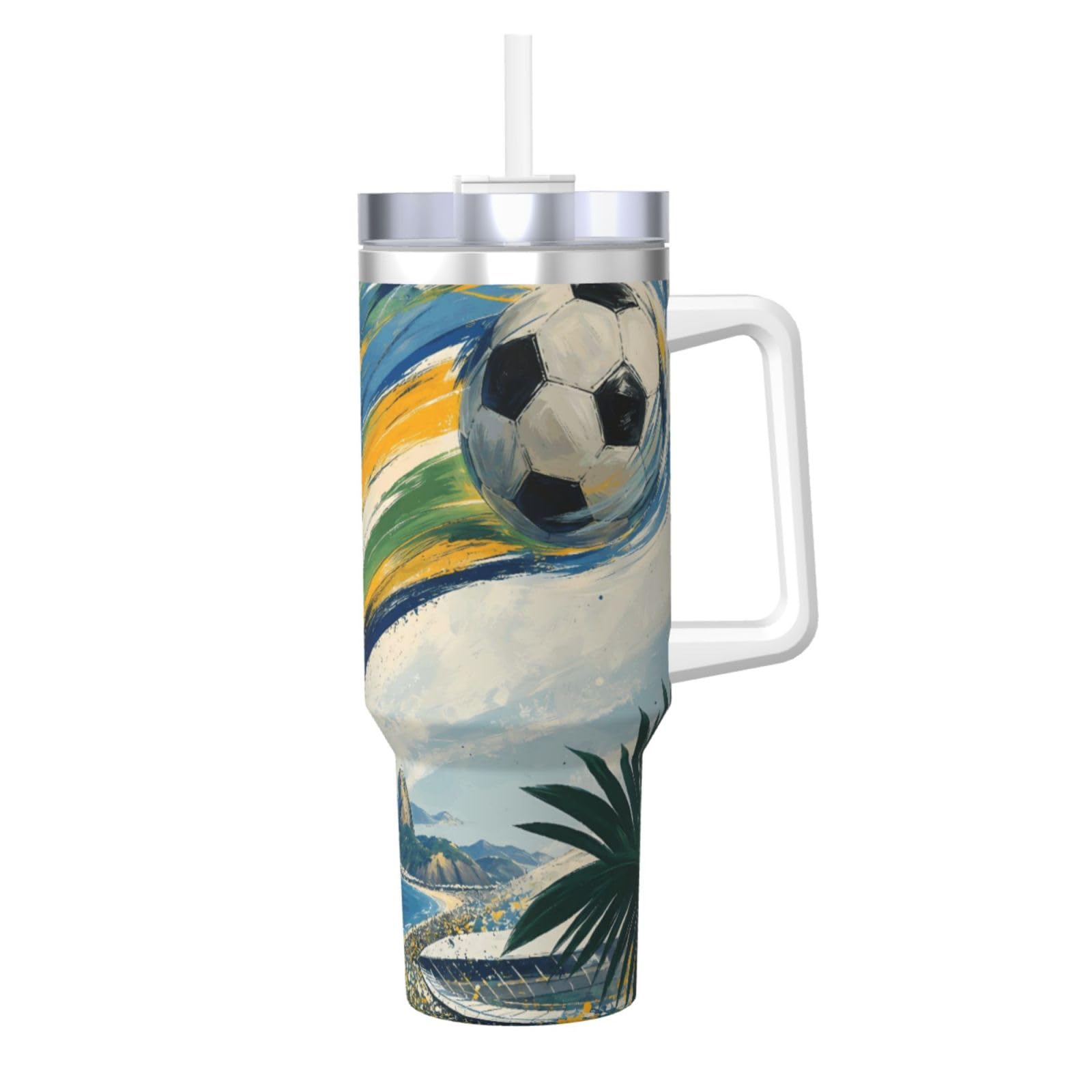 Vaso aislado de 40oz con tapa y pajilla que mantiene tus bebidas perfectas en el coche