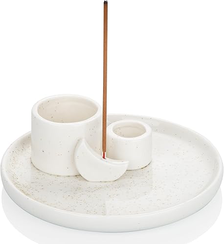 Miniatura 4 de ZenBless Soporte para quemador de incienso 4 en 1, soporte de Palo Santo, soporte de salvia para quemar, soporte de incienso para palos, portavelas,