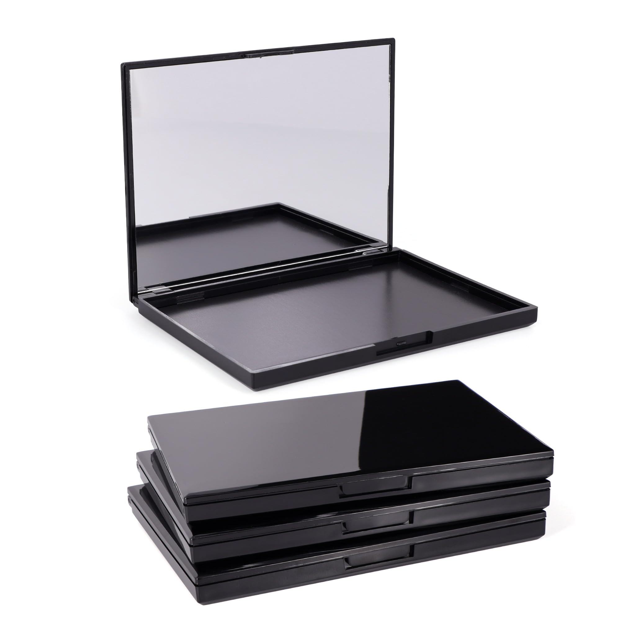 Snowso 3 Pack Magnetic Makeup Palette with Mirror, Empty Travel Makeup Organizer with 60Pcs Adhesive Metal Stickers For DIY Your Own Powder Palette(Medium Palette - 5.7"x4.3")